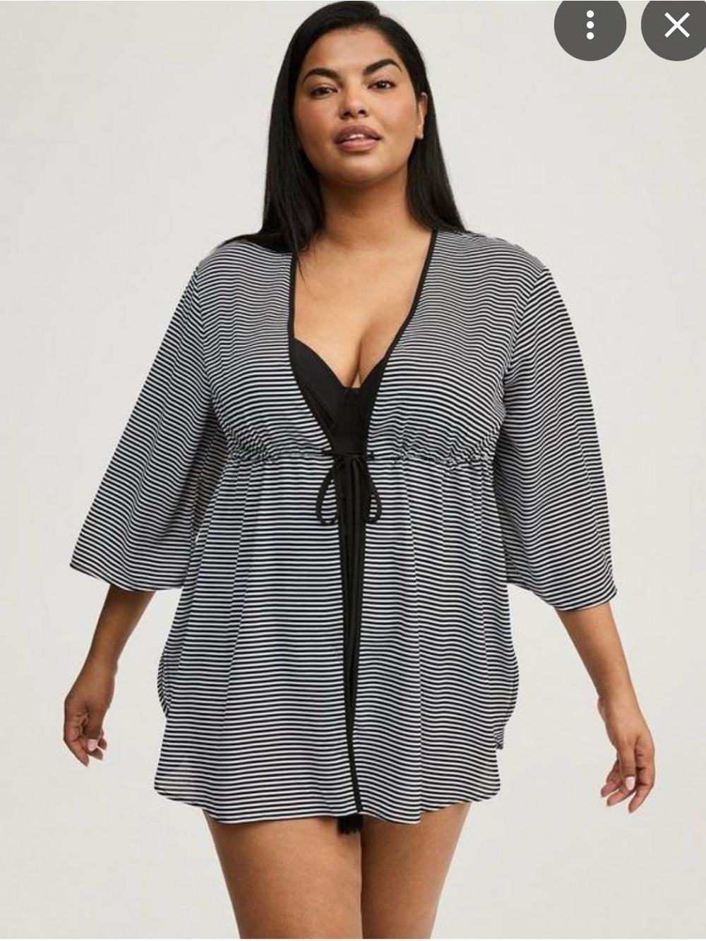 Torrid size 1/2 Striped Black & White Women’s Swim Cover-Up with Tie Front
